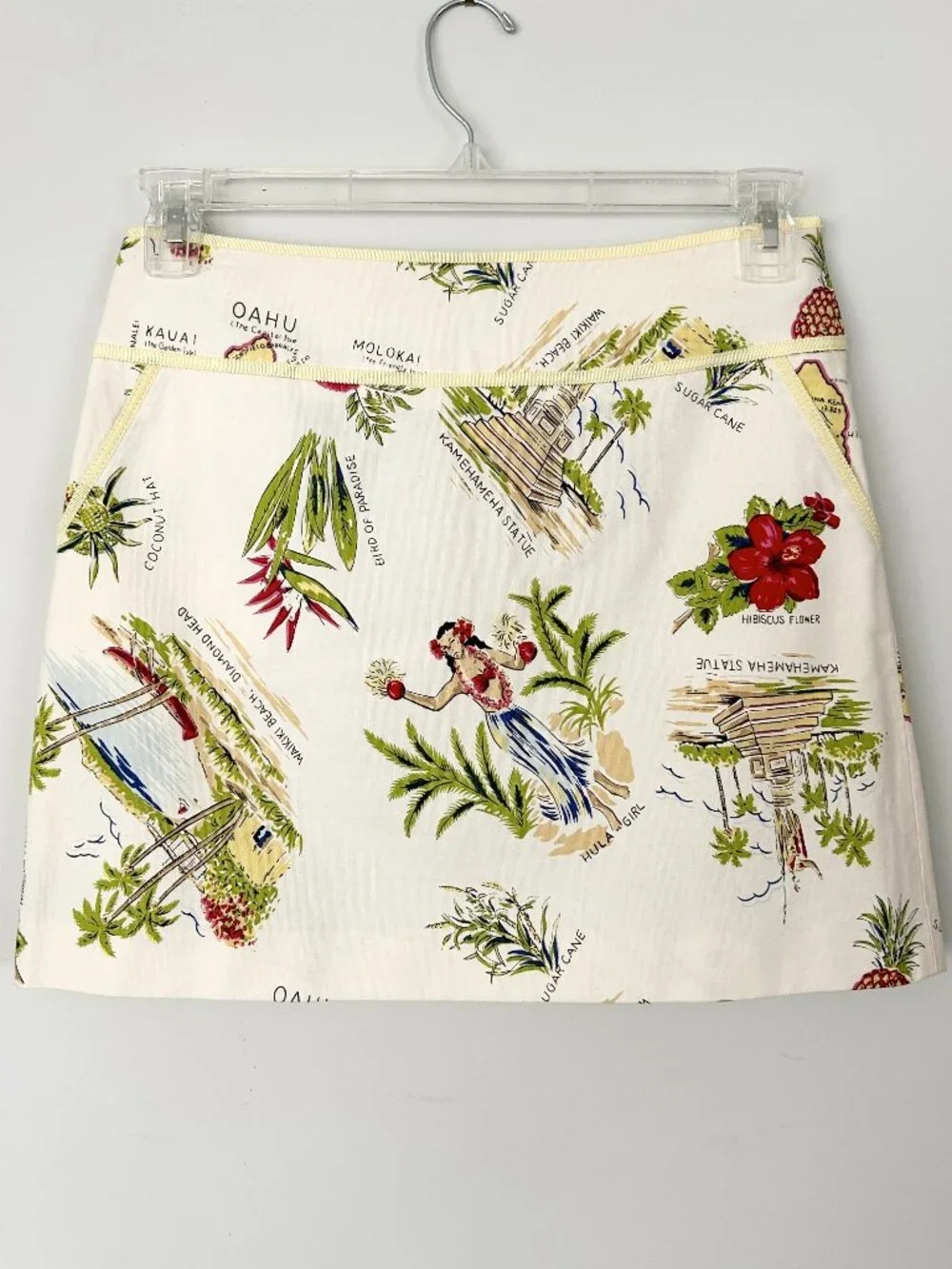 J CREW Hawaiian Mini Skirt Cotton Pockets Tropical Island Resort Vacation Size 4